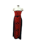 Sara Mexican Strapless Dress Black Red