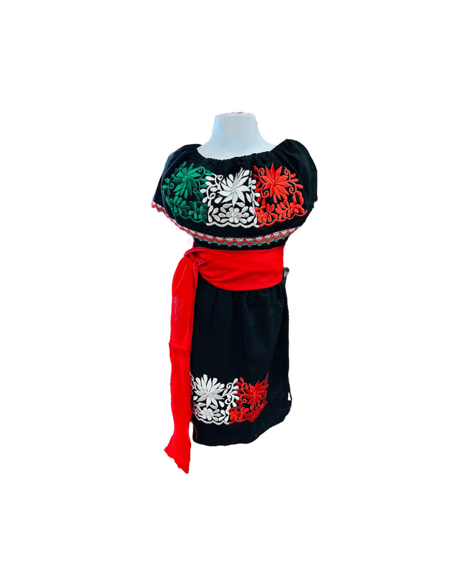 blue dress for baby girl Girls Margarita Dress Black Tricolor – Cielito Lindo