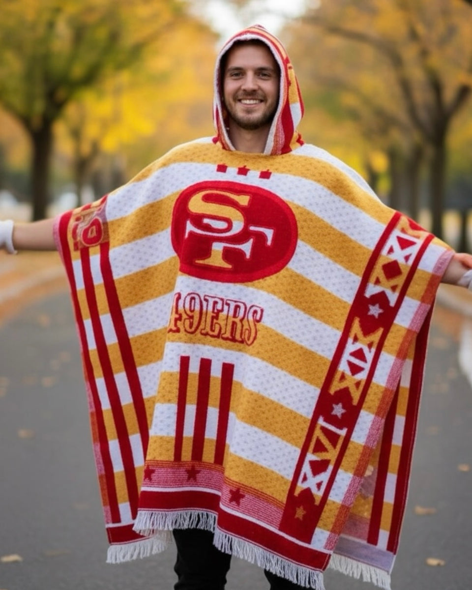 ※本日削除※メゾンドルチェ teddy poncho San Francisco 49ers Hooded Poncho – Cielito Lindo