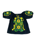 Tecali Embroidered Sunflowers Top