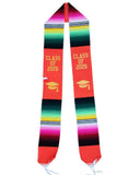 Mexican Serape Embroidered Graduation Stole Class of 2025 Grad Hat