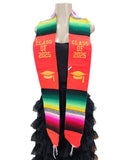 Mexican Serape Embroidered Graduation Stole Class of 2025 Grad Hat