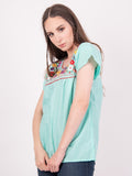 Tehuacan Embroidered Blouse Mint