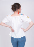 Tecali Embroidered White Top