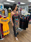 Sara Mexican Strapless Dress Black