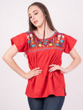 Tehuacan Embroidered Blouse Hot Pink