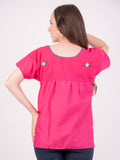 Tehuacan Embroidered Blouse Hot Pink