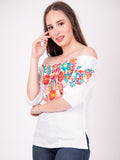 Tecali Embroidered White Top