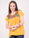 Tehuacan Embroidered Blouse Hot Pink