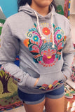 Winter Puebla Embroidered Hoodie Grey