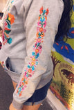 Winter Puebla Embroidered Hoodie Grey