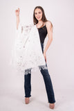 Mexican White with Silver Embroidery Shawl Chilapa - Cielito Lindo