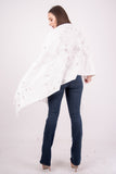 Mexican White with Silver Embroidery Shawl Chilapa - Cielito Lindo