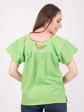 Mexican Tehuacan Full Embroidered Blouse Lime Green - Cielito Lindo