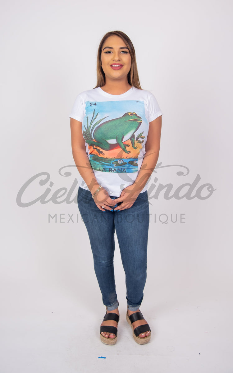 Mexican Printed T Shirt La rana from La Loteria Mexicana Tee