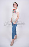 Mexican Tehuacan Embroidered Blouse Cream - Cielito Lindo