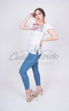 Mexican Tehuacan Embroidered Blouse White - Cielito Lindo