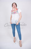 Mexican Tehuacan Embroidered Blouse White - Cielito Lindo
