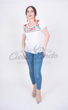 Mexican Tehuacan Embroidered Blouse White - Cielito Lindo