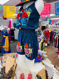 Mexican Embroidered Denim Romper - Cielito Lindo