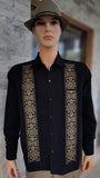 Men's Guayabera Presidencial Riviera Black - Cielito Lindo