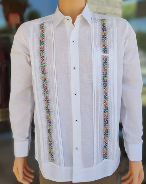 Mexican Men’s White Linen Guayabera Long Sleeve