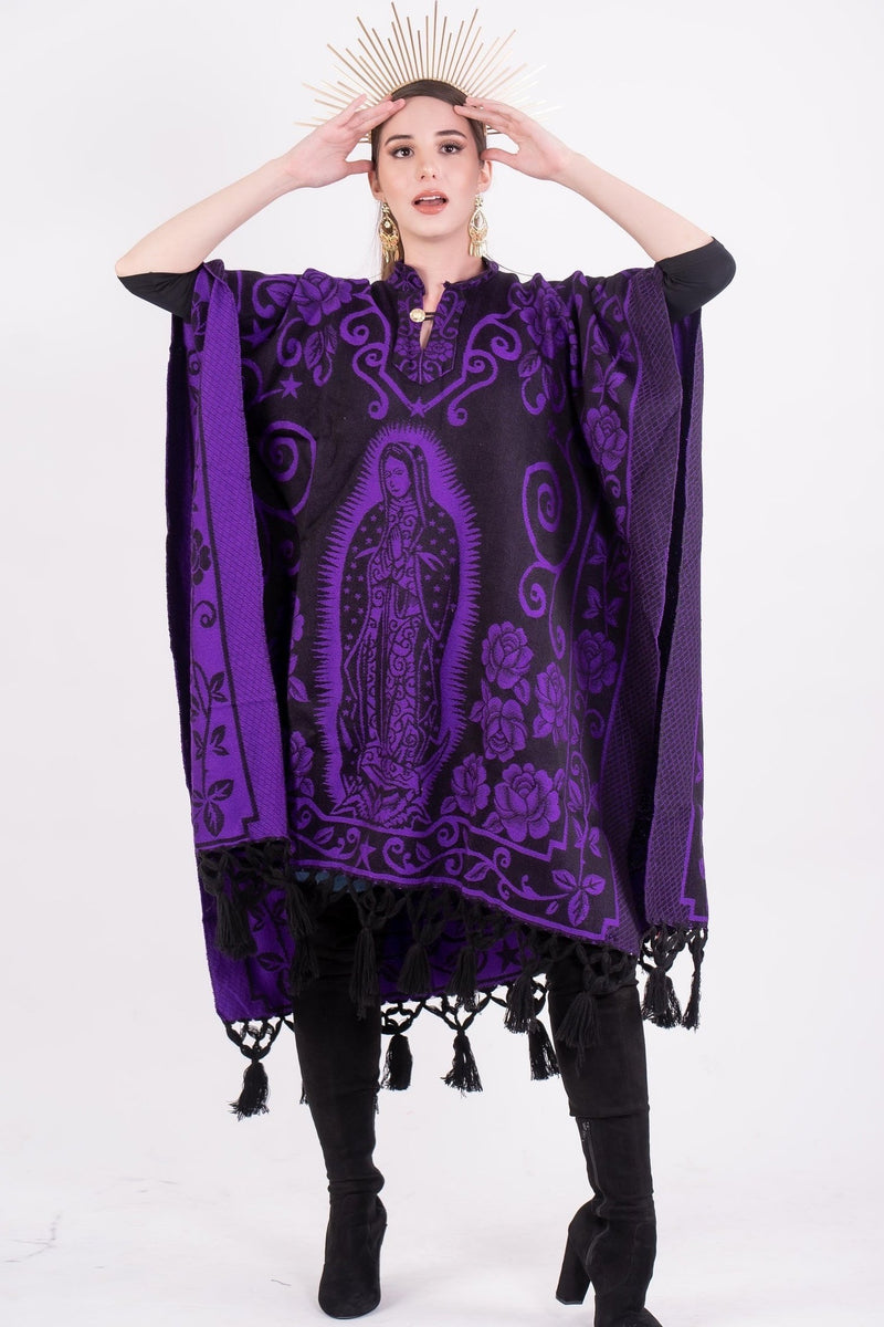poncho-black-purple-mexican-