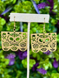 Sugar Skull Papel Picado Wooden Earrings - Cielito Lindo