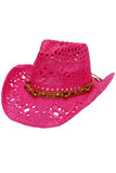 Beaded Crochet Crushable Straw Cowboy Hat