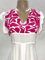 Mitla Oaxaca Dress White & Hot Pink