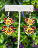 Hand Painted Wooden Double Heart Earrings - Cielito Lindo