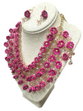 Handmade Ixtle Necklace & Earrings Hot Pink