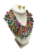 Handmade Ixtle Necklace & Earrings Multicolor