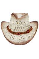 Beaded Crochet Crushable Straw Cowboy Hat