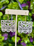 Sugar Skull Papel Picado Wooden Earrings - Cielito Lindo