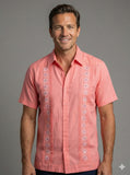 Men’s Linen Guayabera Coral