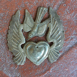 Peace Dove Heart Metal Art Wall Decor 5" x 5.25"