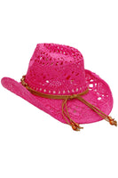 Beaded Crochet Crushable Straw Cowboy Hat