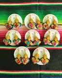 Hand Painted Wooden Small Sacred Heart Earrings - Cielito Lindo