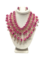 Handmade Ixtle Necklace & Earrings Hot Pink