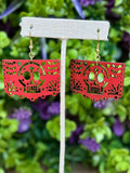 Sugar Skull Papel Picado Wooden Earrings - Cielito Lindo