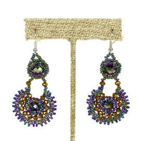 Canasta Crystal and Beads Earrings in Bohemian Style