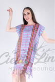 Handmade Loom Huipil Dress Pink Blue