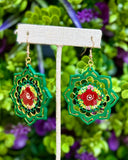 Hand Painted Wooden Mandala Earrings - Cielito Lindo