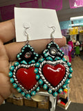 Heart Metal Hand Painted Earrings by Jacinto