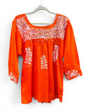 San Antonino Mexican Blouse 3/4 Sleeve Lavender Orange