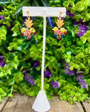 Hand Painted Wooden Small Sacred Heart Earrings - Cielito Lindo