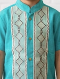 Boys Guayabera Maya Mint - Cielito Lindo