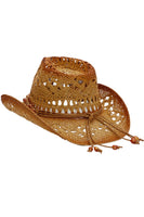 Beaded Crochet Crushable Straw Cowboy Hat