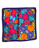 Mexican Purple Floral Embroidered Pillow Cover